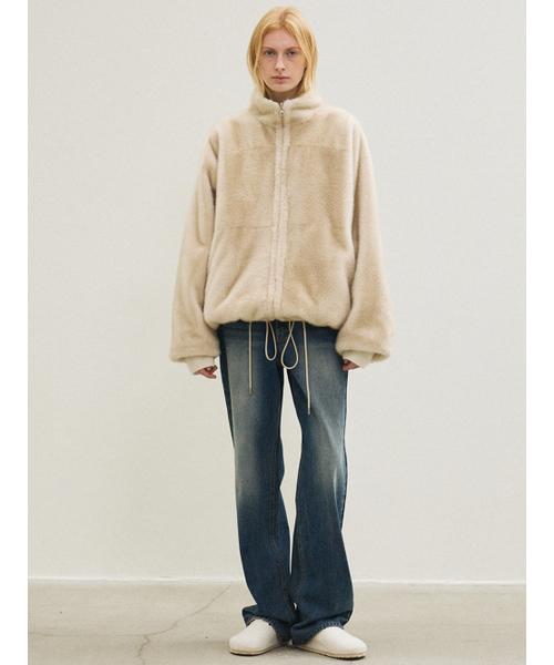 le(ル)の「fur reversible zip-up jacket (light beige)(ムートンコート・レディース・その他・FREE)」の1枚目の写真