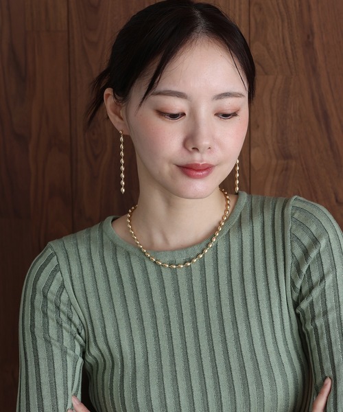 J by blue(ジェイバイブルー)の「オーバルボールチェーンピアス / ニッケルフリー(ピアス(両耳用)・レディース・シルバー/ゴールド・FREE)」の7枚目の写真