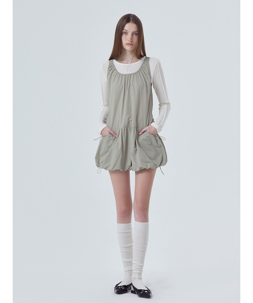 ETMON(エトモン)の「Balloon Shirring Mini Dress, Light Khaki(ワンピース・レディース・その他・FREE)」の1枚目の写真