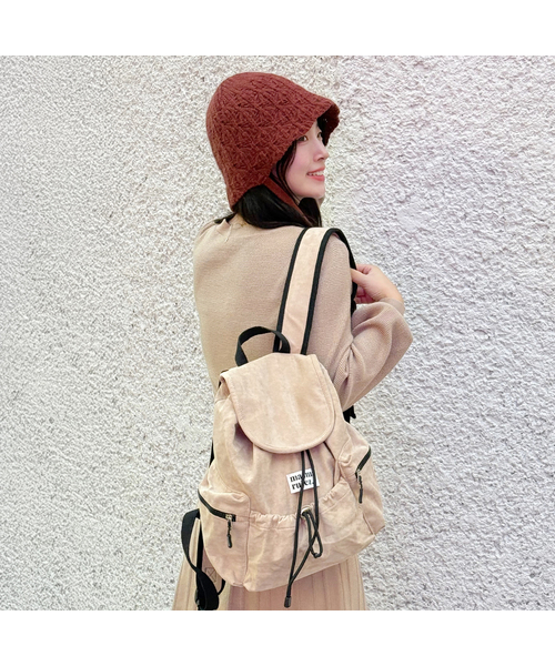 INT] Mini suede flap backpack _ Beige（バックパック/リュック
