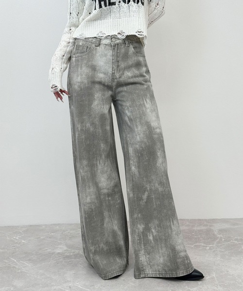 FOLLOWIN（フォロウィン）の「ヴィンテージライクワイドデニムパンツ（デニムパンツ・レディース・グレー/ブラック・LARGE/MEDIUM/SMALL）」の2枚目の写真