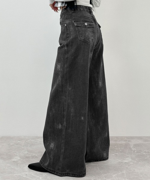 FOLLOWIN（フォロウィン）の「ヴィンテージライクワイドデニムパンツ（デニムパンツ・レディース・グレー/ブラック・LARGE/MEDIUM/SMALL）」の8枚目の写真
