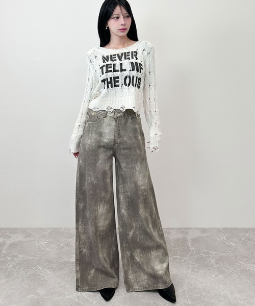 FOLLOWIN（フォロウィン）の「ヴィンテージライクワイドデニムパンツ（デニムパンツ・レディース・グレー/ブラック・LARGE/MEDIUM/SMALL）」の9枚目の写真
