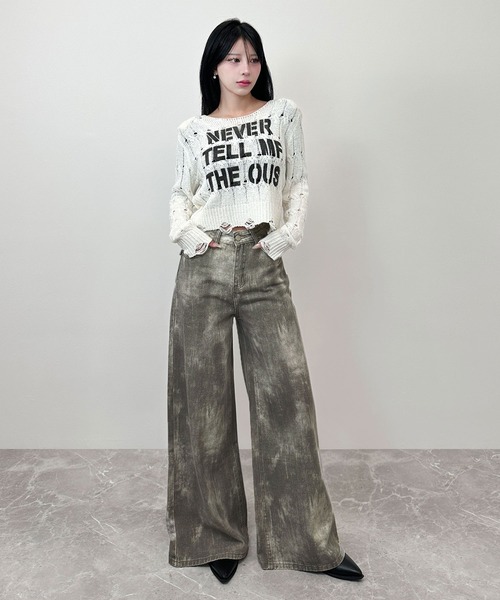 FOLLOWIN（フォロウィン）の「ヴィンテージライクワイドデニムパンツ（デニムパンツ・レディース・グレー/ブラック・LARGE/MEDIUM/SMALL）」の10枚目の写真