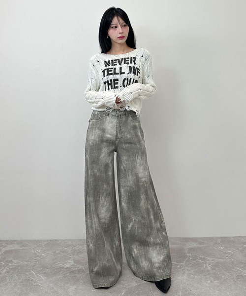 FOLLOWIN（フォロウィン）の「ヴィンテージライクワイドデニムパンツ（デニムパンツ・レディース・グレー/ブラック・LARGE/MEDIUM/SMALL）」の12枚目の写真