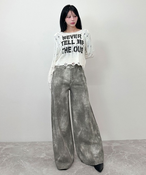 FOLLOWIN（フォロウィン）の「ヴィンテージライクワイドデニムパンツ（デニムパンツ・レディース・グレー/ブラック・LARGE/MEDIUM/SMALL）」の13枚目の写真