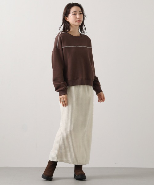 Gready Brilliant（グレディブリリアン）の「【WEB限定】起毛イージーロングスカート（スカート・レディース・アイボリー/グレー・FREE）」の22枚目の写真