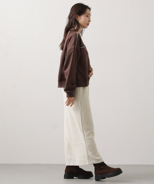 Gready Brilliant（グレディブリリアン）の「【WEB限定】起毛イージーロングスカート（スカート・レディース・アイボリー/グレー・FREE）」の21枚目の写真