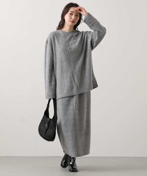 Gready Brilliant（グレディブリリアン）の「【WEB限定】起毛イージーロングスカート（スカート・レディース・アイボリー/グレー・FREE）」の11枚目の写真