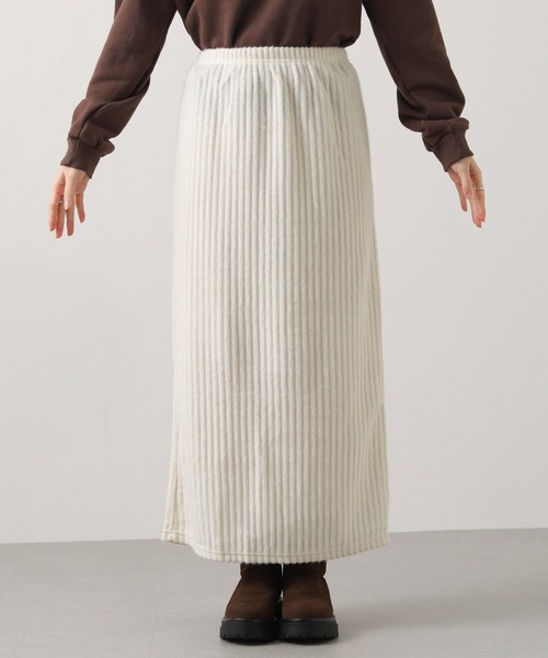 Gready Brilliant（グレディブリリアン）の「【WEB限定】起毛イージーロングスカート（スカート・レディース・アイボリー/グレー・FREE）」の6枚目の写真