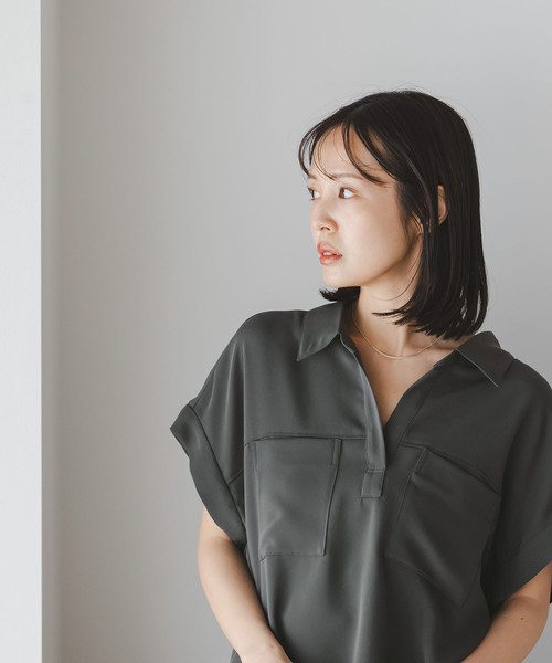 Noble(ノーブル)の「ワークディテールノースリブラウス(シャツ/ブラウス・レディース・ホワイト/チャコールグレー・FREE)」の10枚目の写真