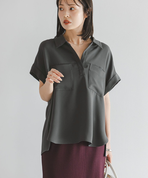 Noble(ノーブル)の「ワークディテールノースリブラウス(シャツ/ブラウス・レディース・ホワイト/チャコールグレー・FREE)」の13枚目の写真