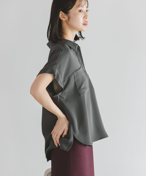 Noble(ノーブル)の「ワークディテールノースリブラウス(シャツ/ブラウス・レディース・ホワイト/チャコールグレー・FREE)」の14枚目の写真