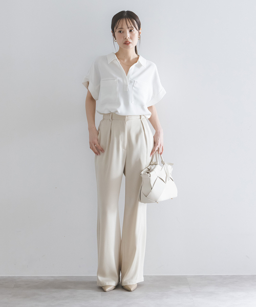 Noble(ノーブル)の「ワークディテールノースリブラウス(シャツ/ブラウス・レディース・ホワイト/チャコールグレー・FREE)」の20枚目の写真