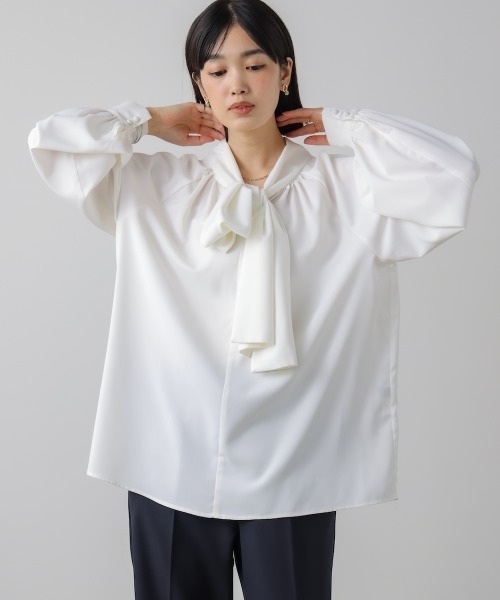 Bou Jeloud(ブージュルード)の「【はあちゅう*Bou Jeloud】ボウタイデザインブラウス(シャツ/ブラウス・レディース・オフホワイト/ライトブルー・40/38)」の15枚目の写真