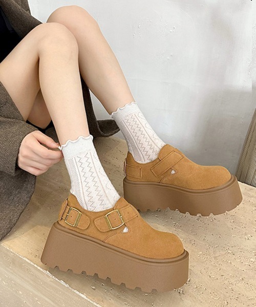 Miniministore(ミニミニストア)の「厚底ローファー レディース スエード調(ローファー・レディース・ブラウン/キャメル・23.5cm/24.0cm/24.5cm/22.5cm/23.0cm/25.0cm)」の1枚目の写真
