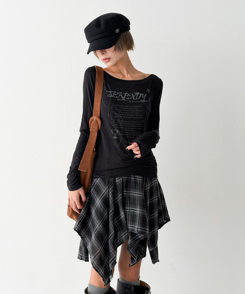 THE GREEN LAB（ザグリーンラボ）の「オフショルダーグラフィックロングスリーブ[ブラック]（Tシャツ/カットソー・レディース・その他・FREE）」の10枚目の写真