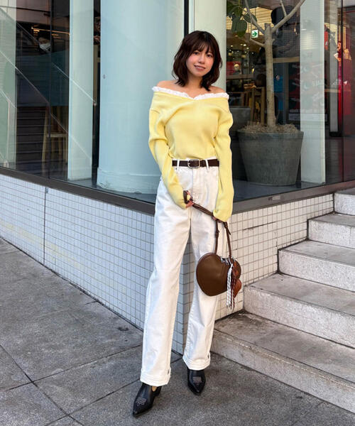 FREE'S MART(フリーズマート)の「◆【RIO企画】フリルドッキングVネックニット〈MFM〉(ニット/セーター・レディース・ネイビー/イエロー/グレー・FREE)」の16枚目の写真