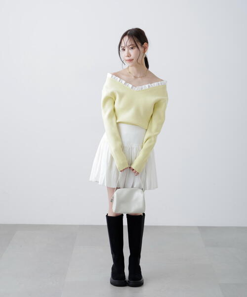 FREE'S MART(フリーズマート)の「◆【RIO企画】フリルドッキングVネックニット〈MFM〉(ニット/セーター・レディース・ネイビー/イエロー/グレー・FREE)」の21枚目の写真