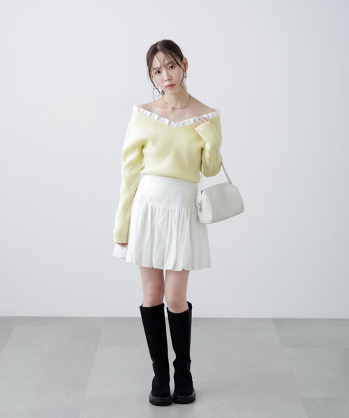 FREE'S MART(フリーズマート)の「◆【RIO企画】フリルドッキングVネックニット〈MFM〉(ニット/セーター・レディース・ネイビー/イエロー/グレー・FREE)」の22枚目の写真