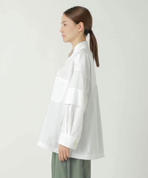 ZUCCa（ズッカ）の「HIGH COUNT BROAD 2 / シャツ（シャツ/ブラウス・レディース・ブラック/ホワイト/ライトブルー・M size）」の5枚目の写真