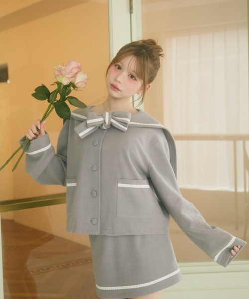 本日限定セール⭐︎honeymihoney セーラーカラージャケット　グレー HONEY MI HONEY＞OUTER＞JACKET