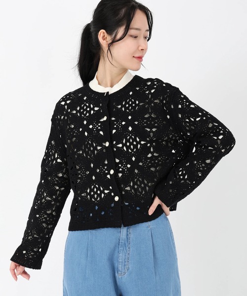 STRAWBERRY-FIELDS（ストロベリーフィールズ）の「クロッシェライクレース_クロッシェライクレースジャケット（その他アウター・レディース・ブラック/オフホワイト・2）」の3枚目の写真