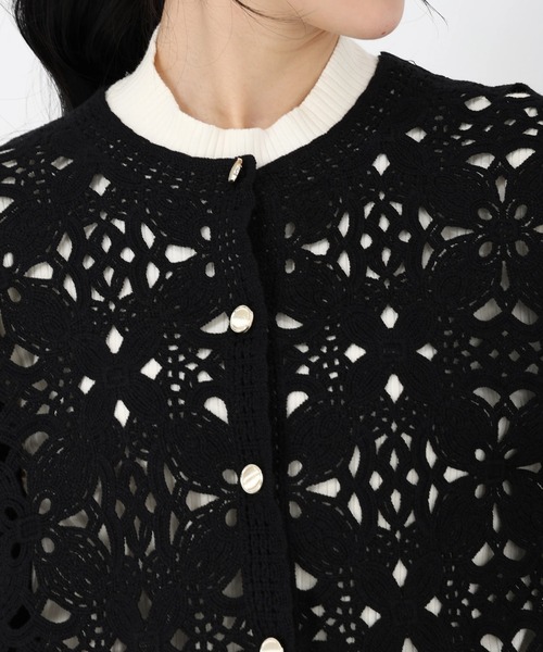 STRAWBERRY-FIELDS（ストロベリーフィールズ）の「クロッシェライクレース_クロッシェライクレースジャケット（その他アウター・レディース・ブラック/オフホワイト・2）」の6枚目の写真