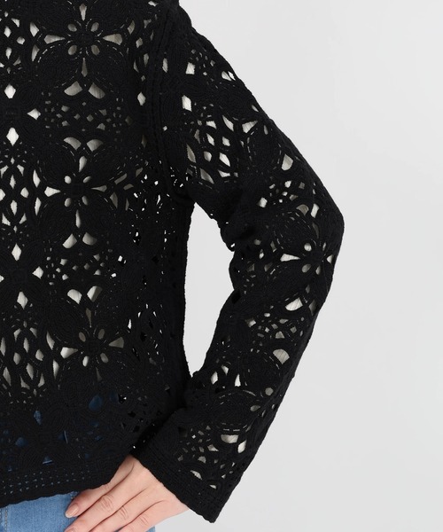 STRAWBERRY-FIELDS（ストロベリーフィールズ）の「クロッシェライクレース_クロッシェライクレースジャケット（その他アウター・レディース・ブラック/オフホワイト・2）」の8枚目の写真