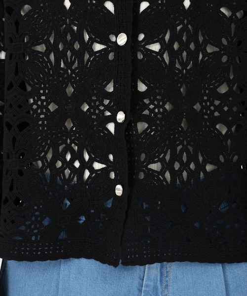 STRAWBERRY-FIELDS（ストロベリーフィールズ）の「クロッシェライクレース_クロッシェライクレースジャケット（その他アウター・レディース・ブラック/オフホワイト・2）」の9枚目の写真