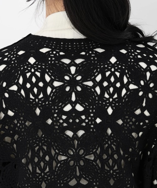 STRAWBERRY-FIELDS（ストロベリーフィールズ）の「クロッシェライクレース_クロッシェライクレースジャケット（その他アウター・レディース・ブラック/オフホワイト・2）」の7枚目の写真