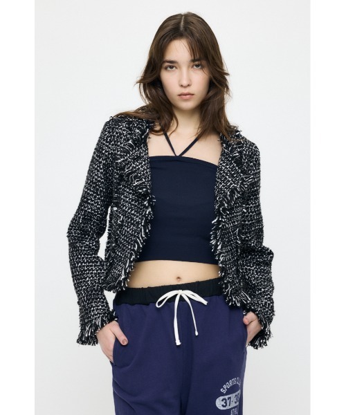 MOUSSY（マウジー）の「SLACKER TWEED SHORT ジャケット（その他アウター・レディース・アイボリー/ライトグリーン/ブラック系その他・FREE）」の2枚目の写真