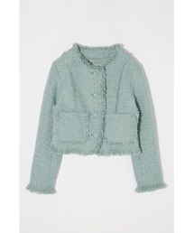 MOUSSY（マウジー）の「SLACKER TWEED SHORT ジャケット（ノーカラージャケット）」