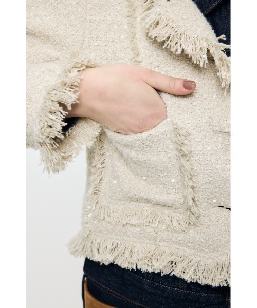 MOUSSY（マウジー）の「SLACKER TWEED SHORT ジャケット（その他アウター・レディース・アイボリー/ライトグリーン/ブラック系その他・FREE）」の18枚目の写真