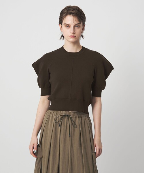 ASTRAET（アストラット）の「＜ASTRAET＞コットン 16G  ボリュームショルダー クルーネックニット（ニット/セーター・レディース・ダークブラウン/ライトピンク/ブラック・FREE）」の3枚目の写真