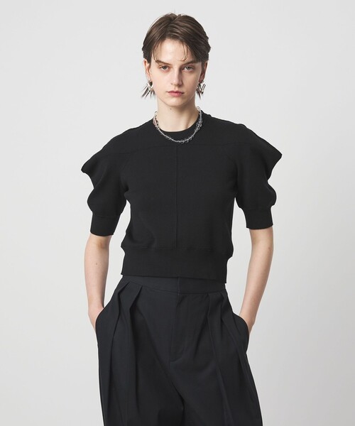 ASTRAET（アストラット）の「＜ASTRAET＞コットン 16G  ボリュームショルダー クルーネックニット（ニット/セーター・レディース・ダークブラウン/ライトピンク/ブラック・FREE）」の2枚目の写真