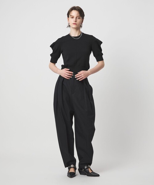 ASTRAET（アストラット）の「＜ASTRAET＞コットン 16G  ボリュームショルダー クルーネックニット（ニット/セーター・レディース・ダークブラウン/ライトピンク/ブラック・FREE）」の5枚目の写真