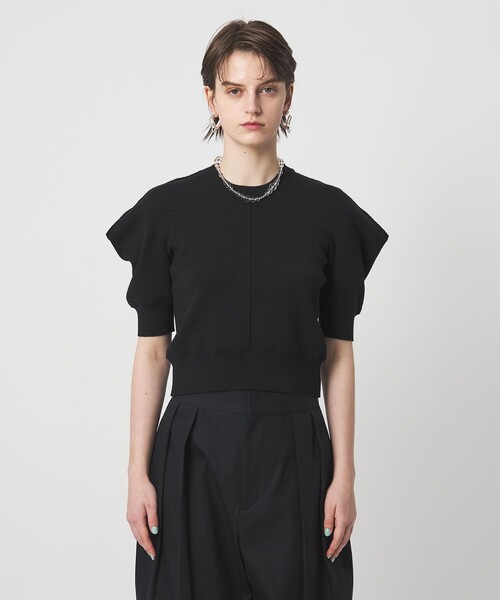 ASTRAET（アストラット）の「＜ASTRAET＞コットン 16G  ボリュームショルダー クルーネックニット（ニット/セーター・レディース・ダークブラウン/ライトピンク/ブラック・FREE）」の7枚目の写真