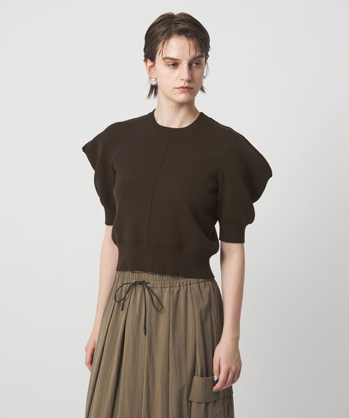 ASTRAET（アストラット）の「＜ASTRAET＞コットン 16G  ボリュームショルダー クルーネックニット（ニット/セーター・レディース・ダークブラウン/ライトピンク/ブラック・FREE）」の12枚目の写真