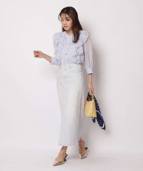 JUSGLITTY（ジャスグリッティー）の「デニムスリムタイトスカート（スカート・レディース・サックスブルー/ピンク・2/1/0）」の3枚目の写真