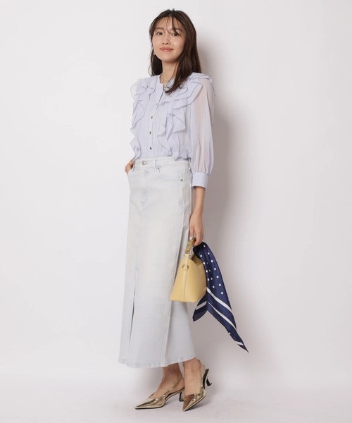 JUSGLITTY（ジャスグリッティー）の「デニムスリムタイトスカート（スカート・レディース・サックスブルー/ピンク・2/1/0）」の5枚目の写真