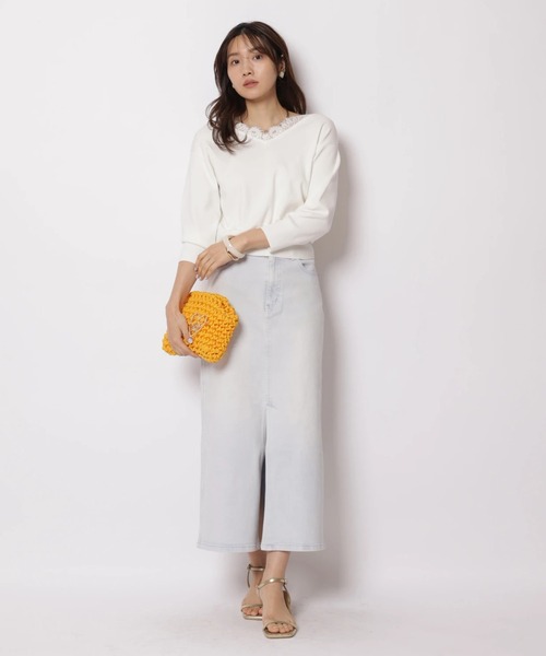 JUSGLITTY（ジャスグリッティー）の「デニムスリムタイトスカート（スカート・レディース・サックスブルー/ピンク・2/1/0）」の8枚目の写真