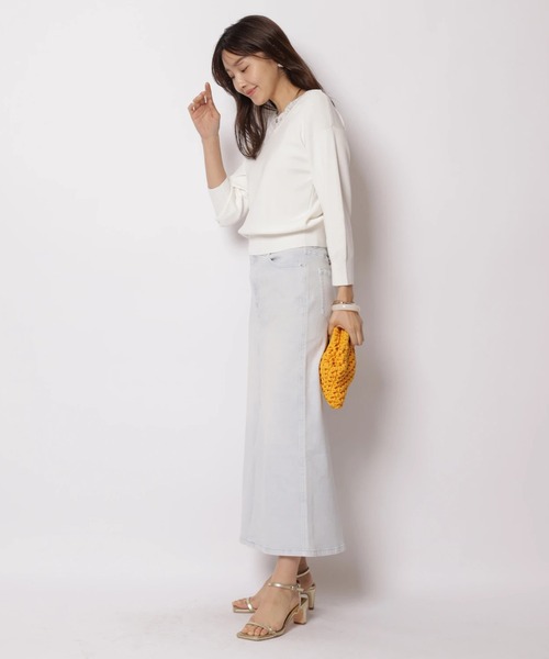 JUSGLITTY（ジャスグリッティー）の「デニムスリムタイトスカート（スカート・レディース・サックスブルー/ピンク・2/1/0）」の10枚目の写真