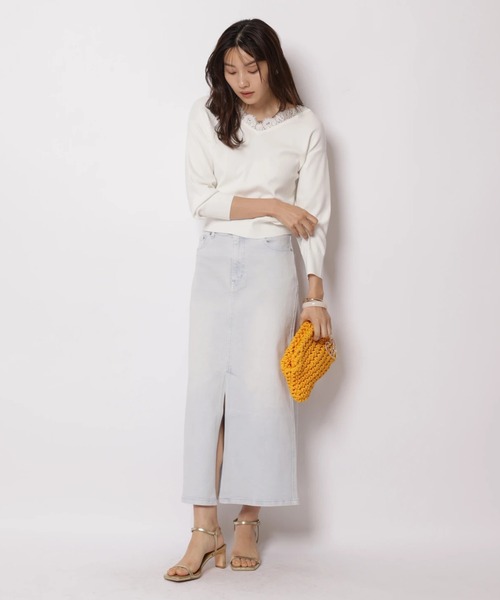 JUSGLITTY（ジャスグリッティー）の「デニムスリムタイトスカート（スカート・レディース・サックスブルー/ピンク・2/1/0）」の11枚目の写真