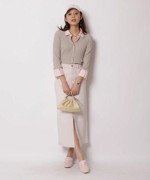 JUSGLITTY（ジャスグリッティー）の「デニムスリムタイトスカート（スカート・レディース・サックスブルー/ピンク・2/1/0）」の15枚目の写真