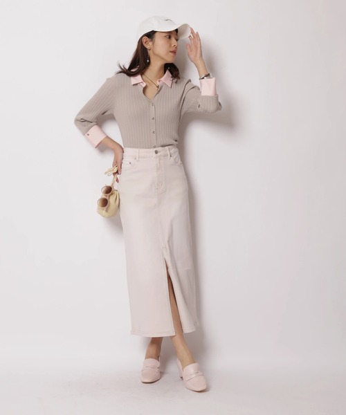 JUSGLITTY（ジャスグリッティー）の「デニムスリムタイトスカート（スカート・レディース・サックスブルー/ピンク・2/1/0）」の16枚目の写真