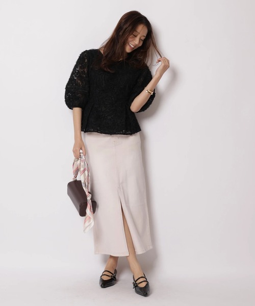 JUSGLITTY（ジャスグリッティー）の「デニムスリムタイトスカート（スカート・レディース・サックスブルー/ピンク・2/1/0）」の18枚目の写真