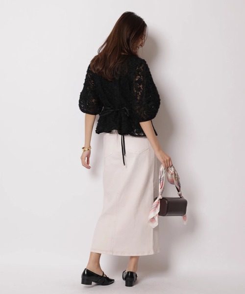 JUSGLITTY（ジャスグリッティー）の「デニムスリムタイトスカート（スカート・レディース・サックスブルー/ピンク・2/1/0）」の19枚目の写真