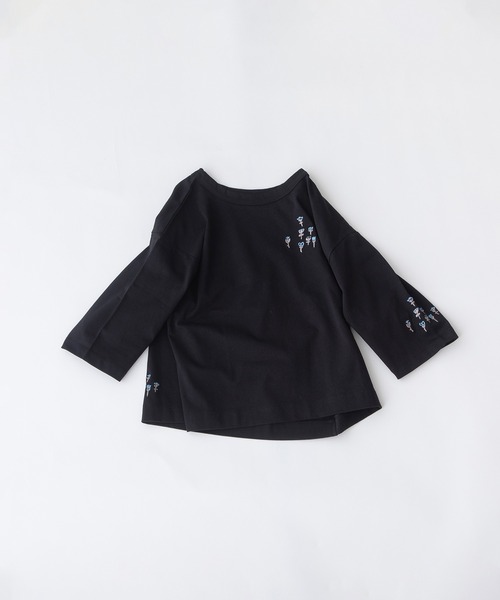 nop de nod(ノップドゥノッド)の「USコットンフラワー刺繍5分袖Tシャツ(Tシャツ/カットソー・レディース・オフホワイト/ライトピンク/ブラック・3)」の17枚目の写真