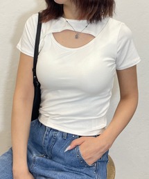 [カップ付き]カットオフクロップドTシャツ